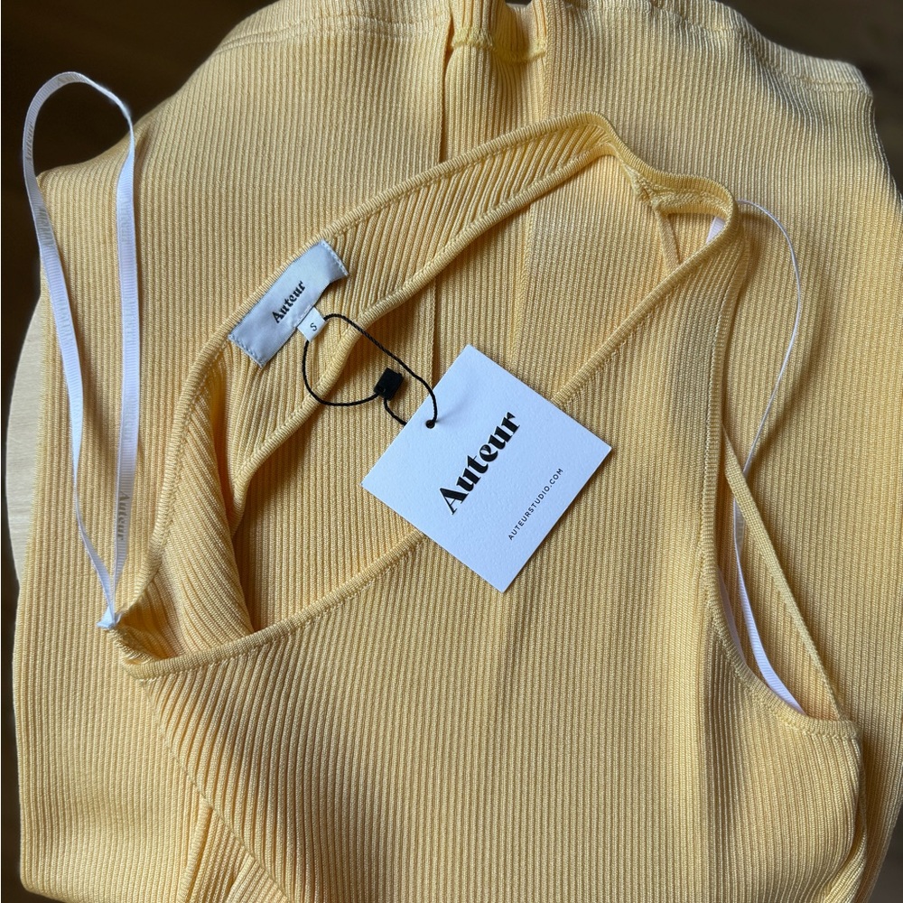 NWT Auteur Ribbed One Shoulder Mila Dress, Small in Butter Yellow